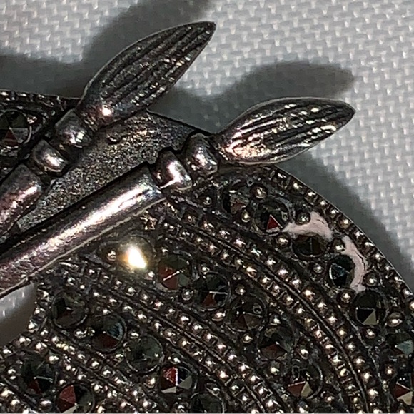 vintage 925 STERLING artist palette SEMI PRECIOUS paint CABOCHONS marcasite - Picture 10 of 15